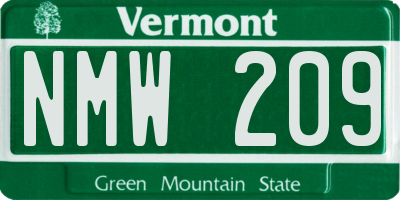 VT license plate NMW209