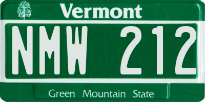 VT license plate NMW212