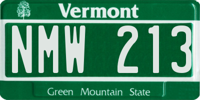 VT license plate NMW213