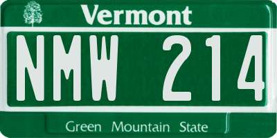 VT license plate NMW214