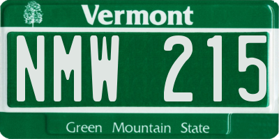VT license plate NMW215