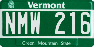 VT license plate NMW216
