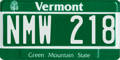 VT license plate NMW218