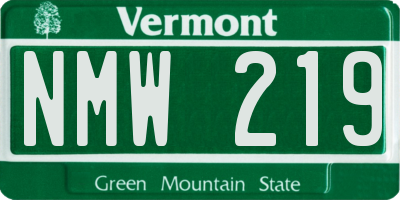 VT license plate NMW219