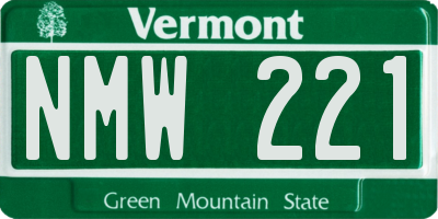 VT license plate NMW221