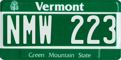 VT license plate NMW223