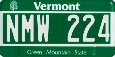VT license plate NMW224