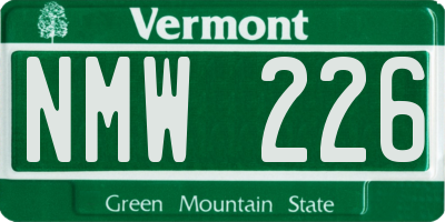 VT license plate NMW226