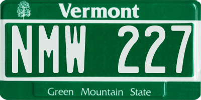 VT license plate NMW227