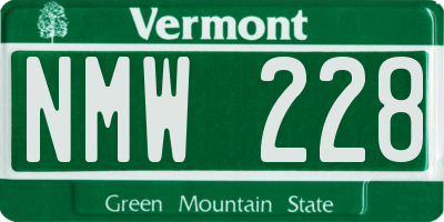 VT license plate NMW228