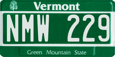 VT license plate NMW229