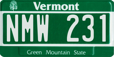 VT license plate NMW231