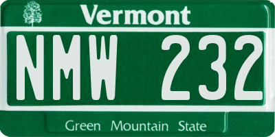 VT license plate NMW232
