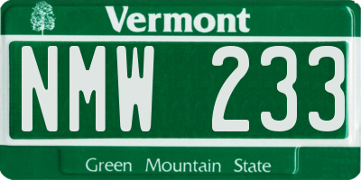 VT license plate NMW233