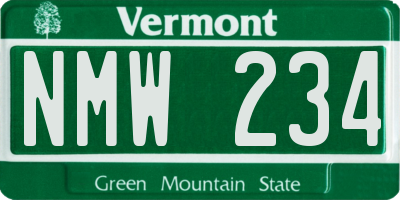 VT license plate NMW234