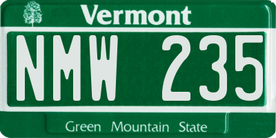 VT license plate NMW235