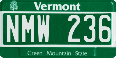 VT license plate NMW236