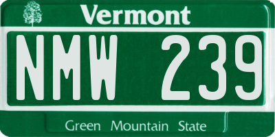 VT license plate NMW239