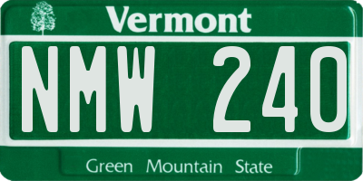 VT license plate NMW240