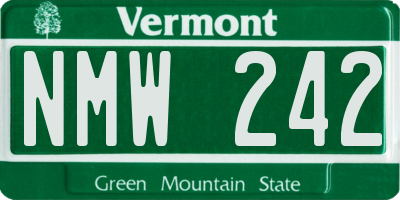 VT license plate NMW242