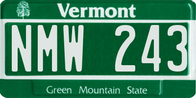 VT license plate NMW243