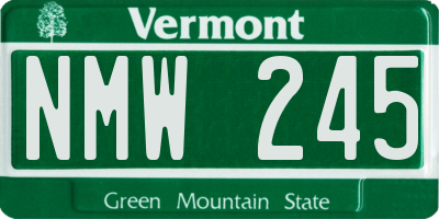 VT license plate NMW245