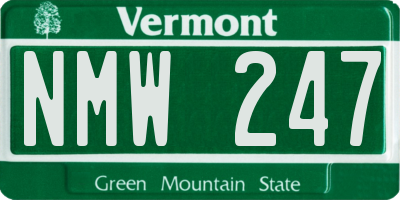 VT license plate NMW247