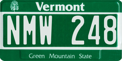 VT license plate NMW248