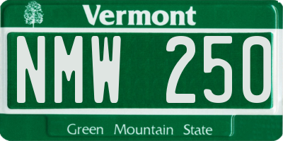 VT license plate NMW250