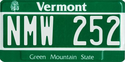 VT license plate NMW252