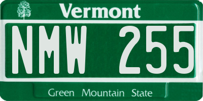 VT license plate NMW255