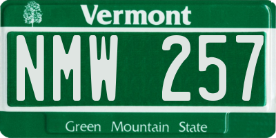 VT license plate NMW257