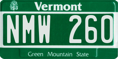 VT license plate NMW260