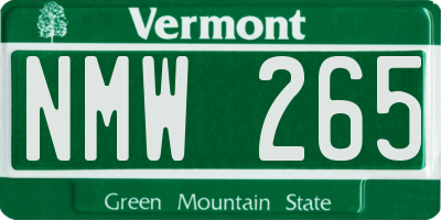 VT license plate NMW265