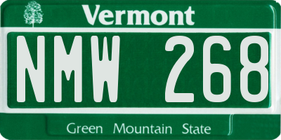 VT license plate NMW268