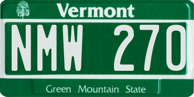 VT license plate NMW270