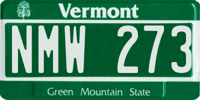 VT license plate NMW273