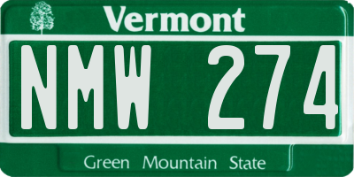 VT license plate NMW274