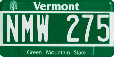 VT license plate NMW275