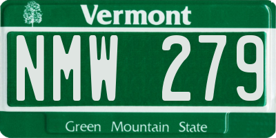VT license plate NMW279