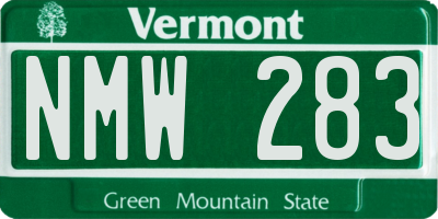 VT license plate NMW283