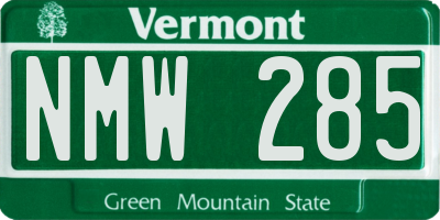 VT license plate NMW285