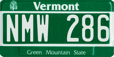 VT license plate NMW286