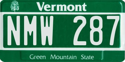 VT license plate NMW287