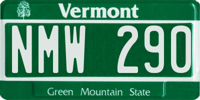 VT license plate NMW290