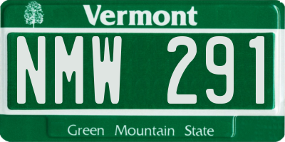 VT license plate NMW291