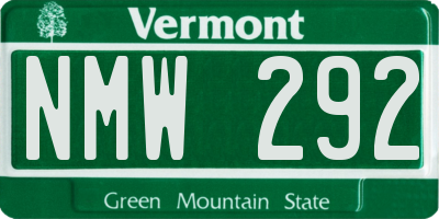 VT license plate NMW292