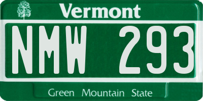 VT license plate NMW293