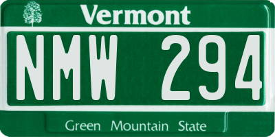 VT license plate NMW294