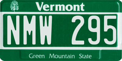 VT license plate NMW295